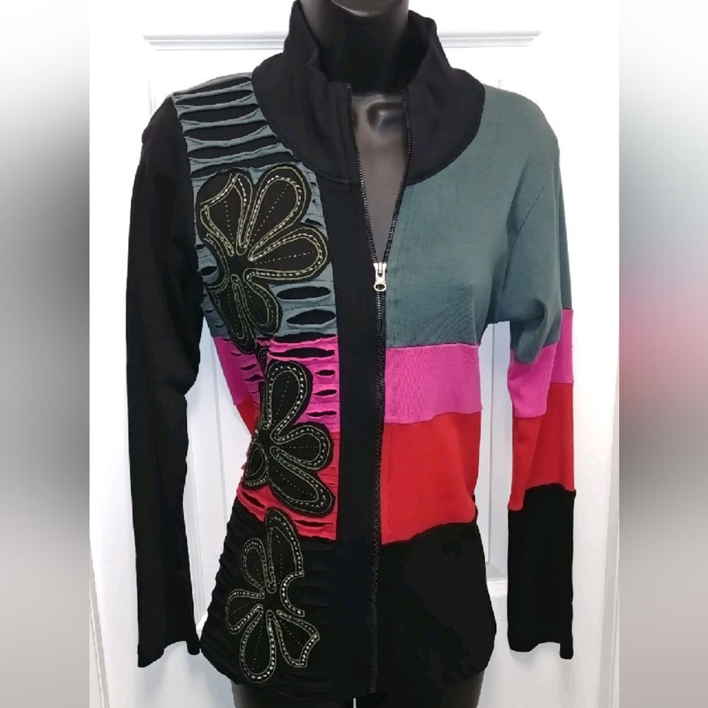 Leopards & Roses zippered jacket